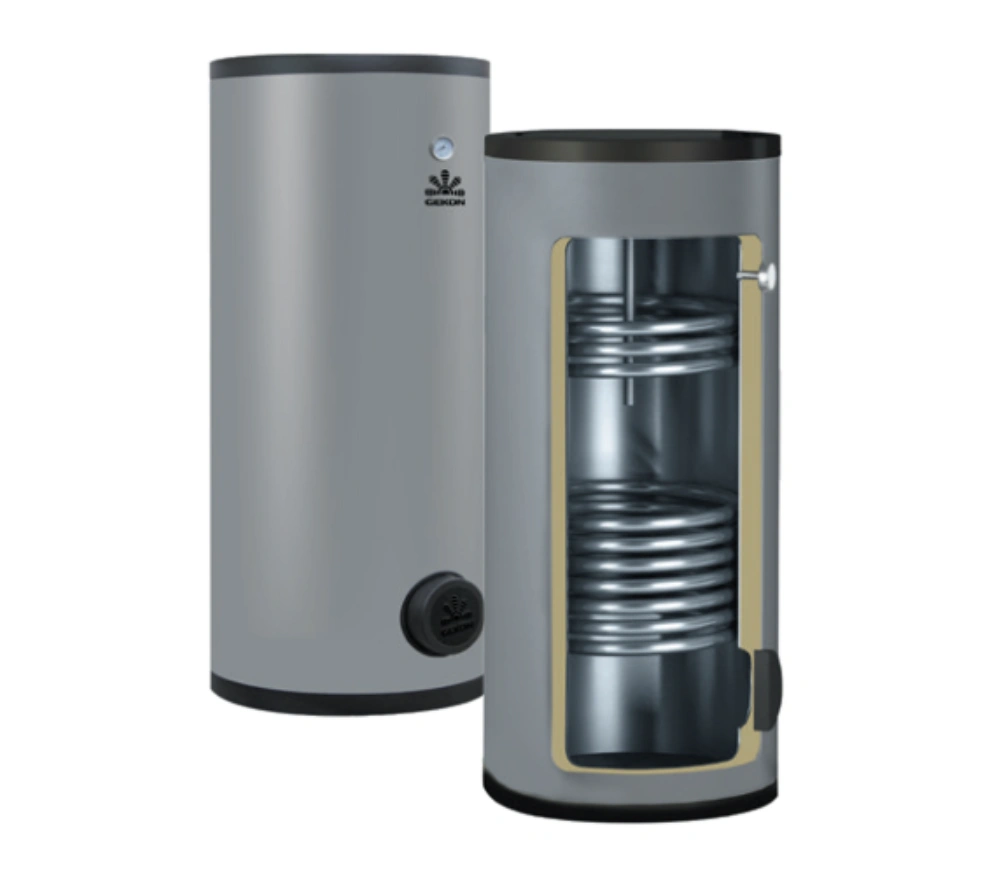 Бойлер 200 л с 2-я ТО Gekon HWB 200 2HE 30/15 кВт напольный INOX