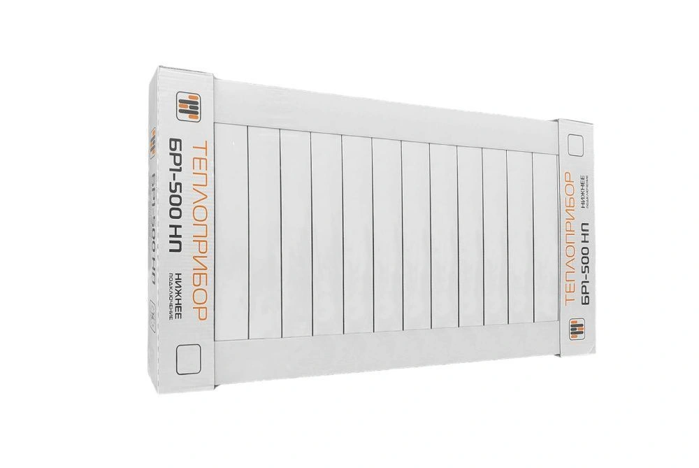 Радиатор биметаллический 500/90 мм 14 секций нижнее подключение справа Теплоприбор