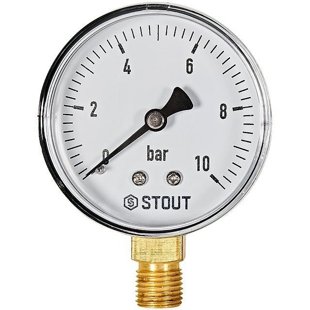 Манометр радиальный. Корпус Dn 63 мм 1/4 , 0...10 бар, кл.2.5 STOUT 