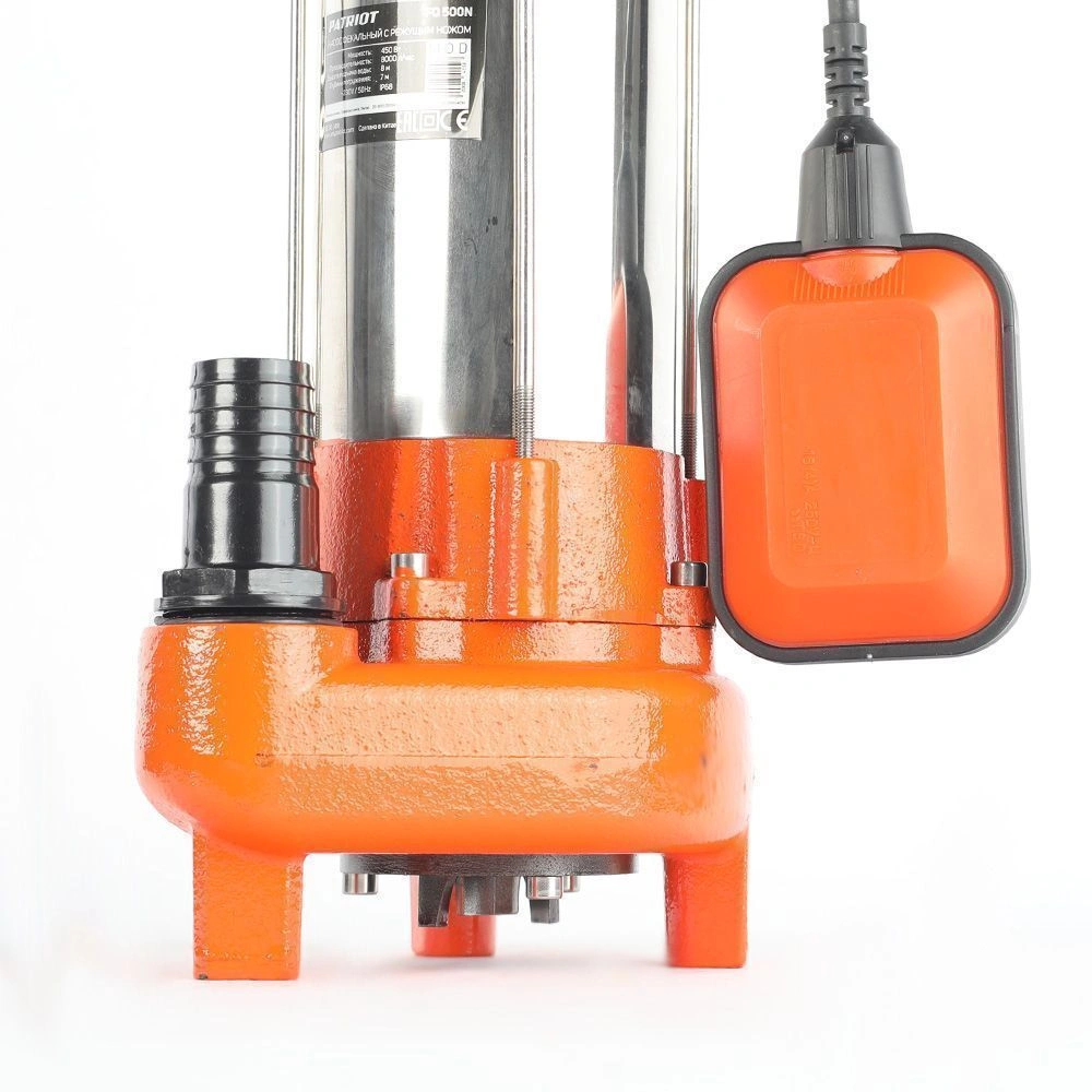 Насос дренажный FQ500 N, С НОЖОМ, д/грязной воды, корпус - чугун. 500 Вт, 8000 л/час PATRIOT