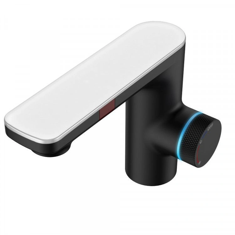 Смеситель на раковину MORANS сенсорный, с термостатом, черный матовый, BERGES