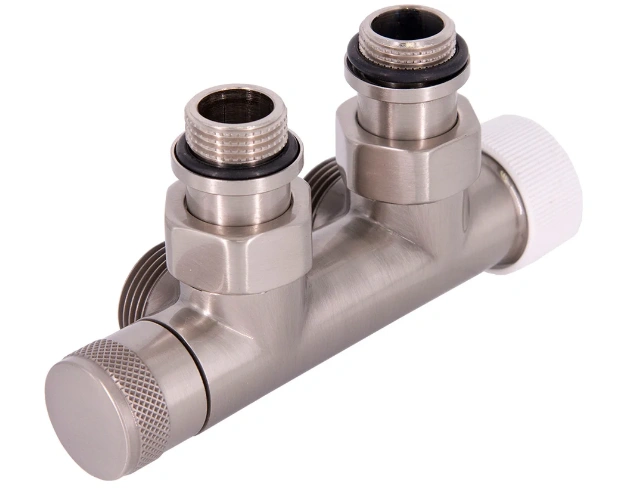 Узел нижнего подключения термостатический SR Rubinetterie угловой 1/2"х3/4"Е Никель матовый (правый)
