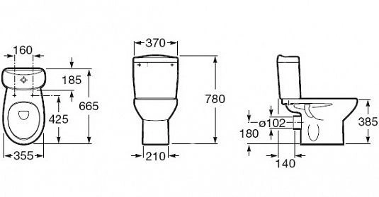 Комплект унитаза напольного с бачком Victoria и крышкой Бермуда (342399000 + 34139Z000 + 00040686), ROCA