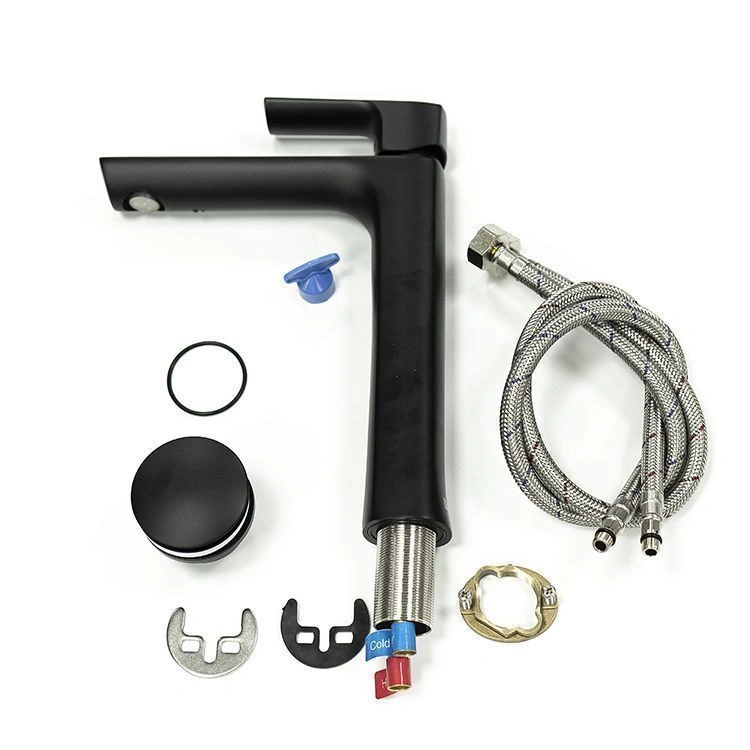 Смеситель для умывальника URSUS высокий, монолитный, черный матовый, LEMARK