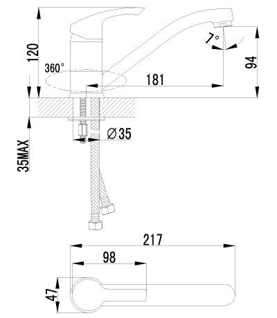 Смеситель для кухни с поворотным изливом, plus Strike, хром, LEMARK