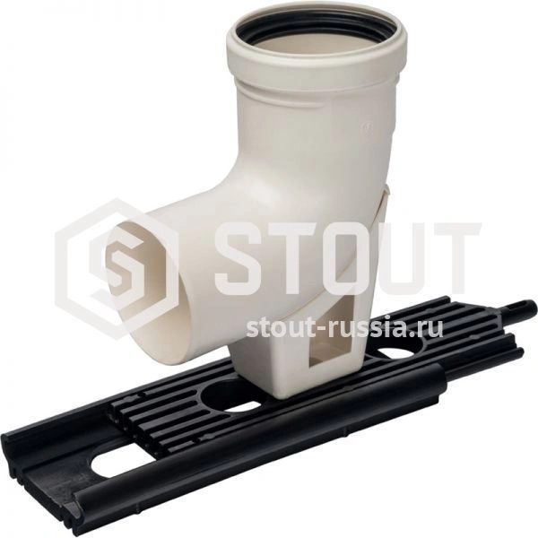 Угол конденсац. 87° DN80 м/п PP-FE STOUT с кронштейном (пластик)