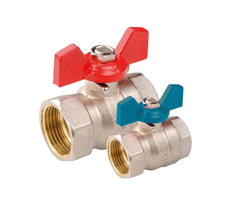 Кран шаровый тип 35.032 д.воды полнопрох. с обратным клапаном, Ду20, Ру16, Тмах.=110оС, внутр. резьба, рукоятка - бабочка