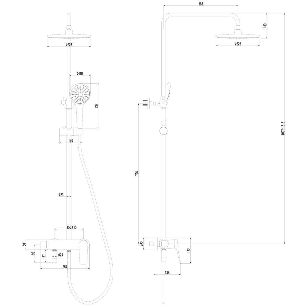 Стойка для душа BRONX (с маленьким изливом) графит LEMARK