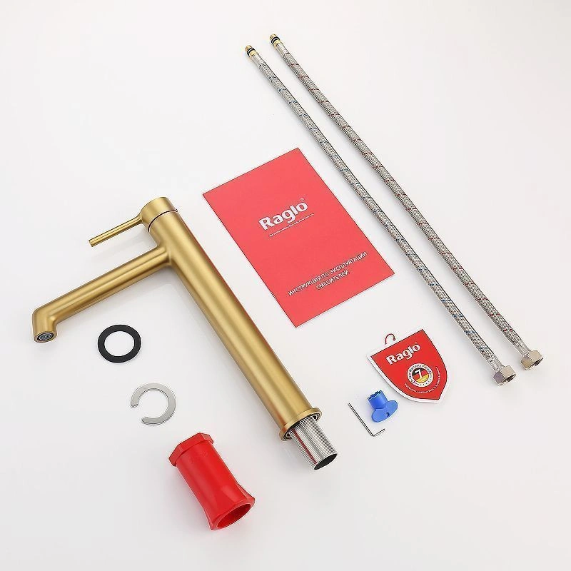 Смеситель для раковины R20 высокий, Сатин золотой, RAGLO 