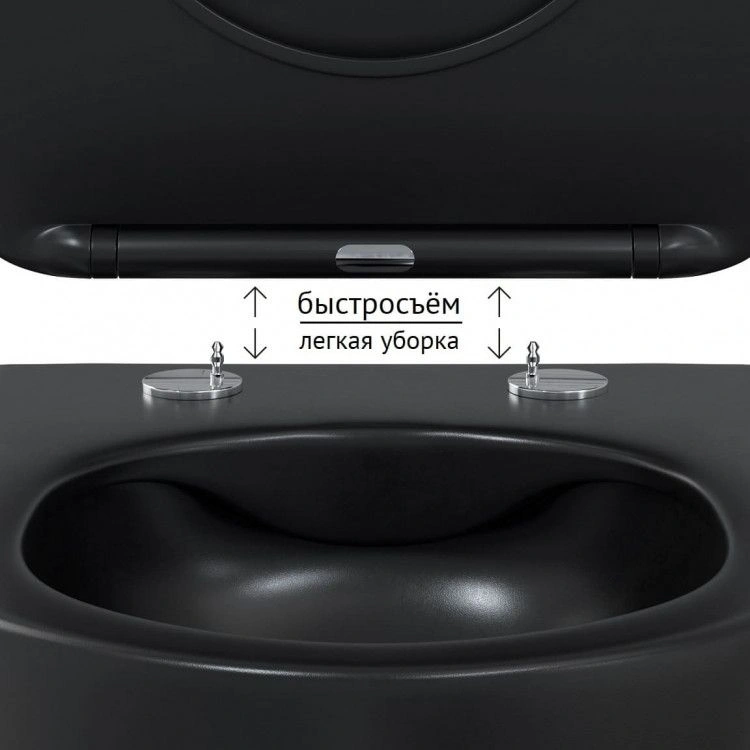 Унитаз подвесной VENTAS Black Rimless 49 см, сиденье дюропласт Ventas Slim BERGES