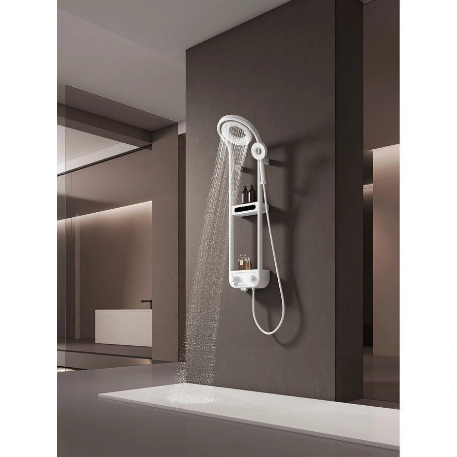 Система душевая с термостатом и изливом, тропический душ 210мм, белый, AQM