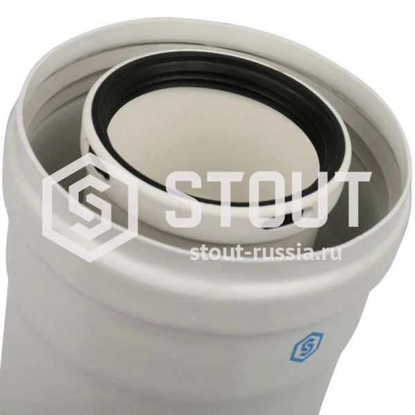 Ревизия конденсац. прямая DN60/100 м/п PP-FE STOUT (пластик)