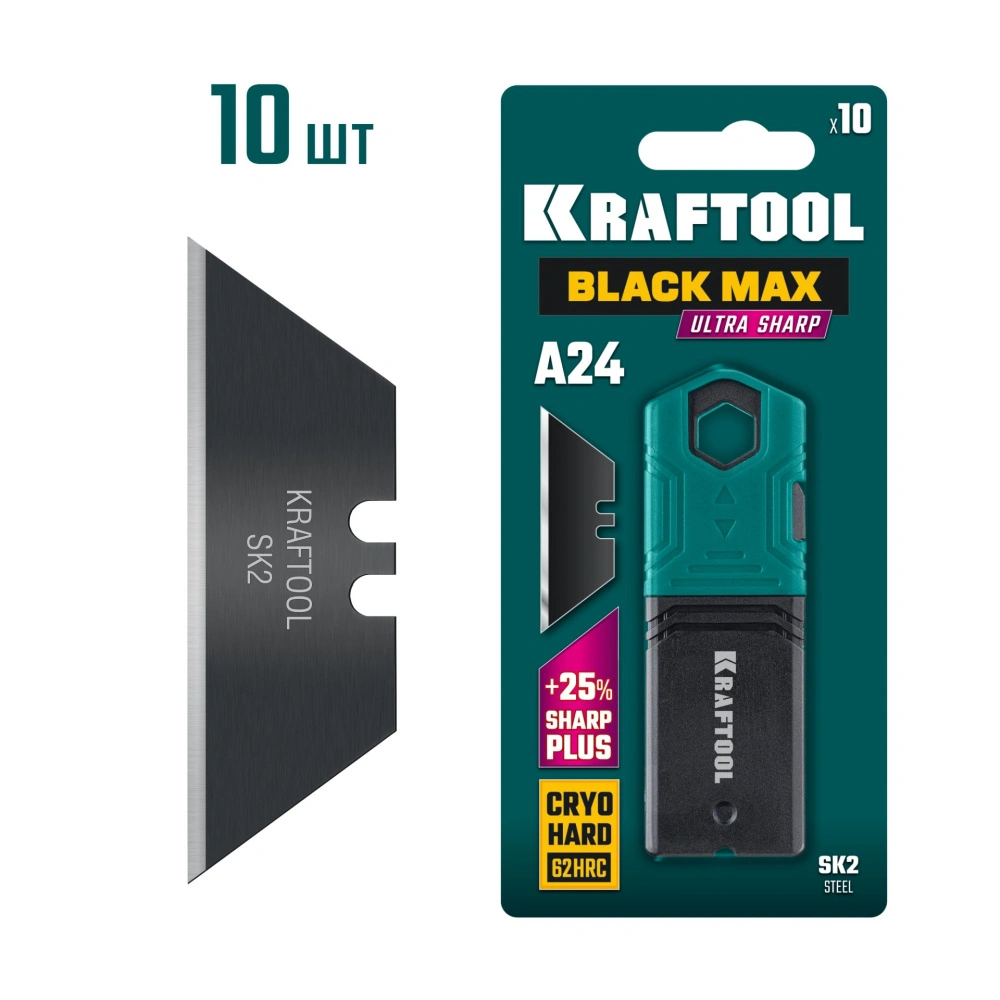 Лезвия трапециевидные BlackMax-A24, 10 шт KRAFTOOL
