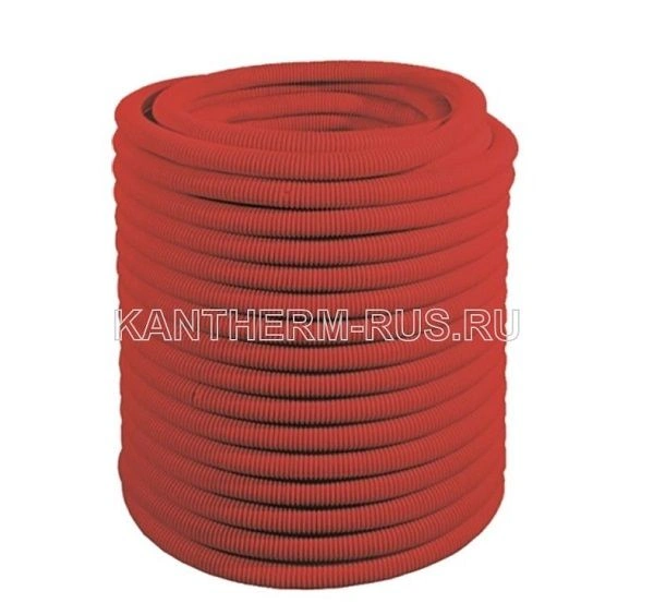 Труба защитная гофрированная (пешель) 12-14 (нар ф23)красная (50м бухта) KAN-therm