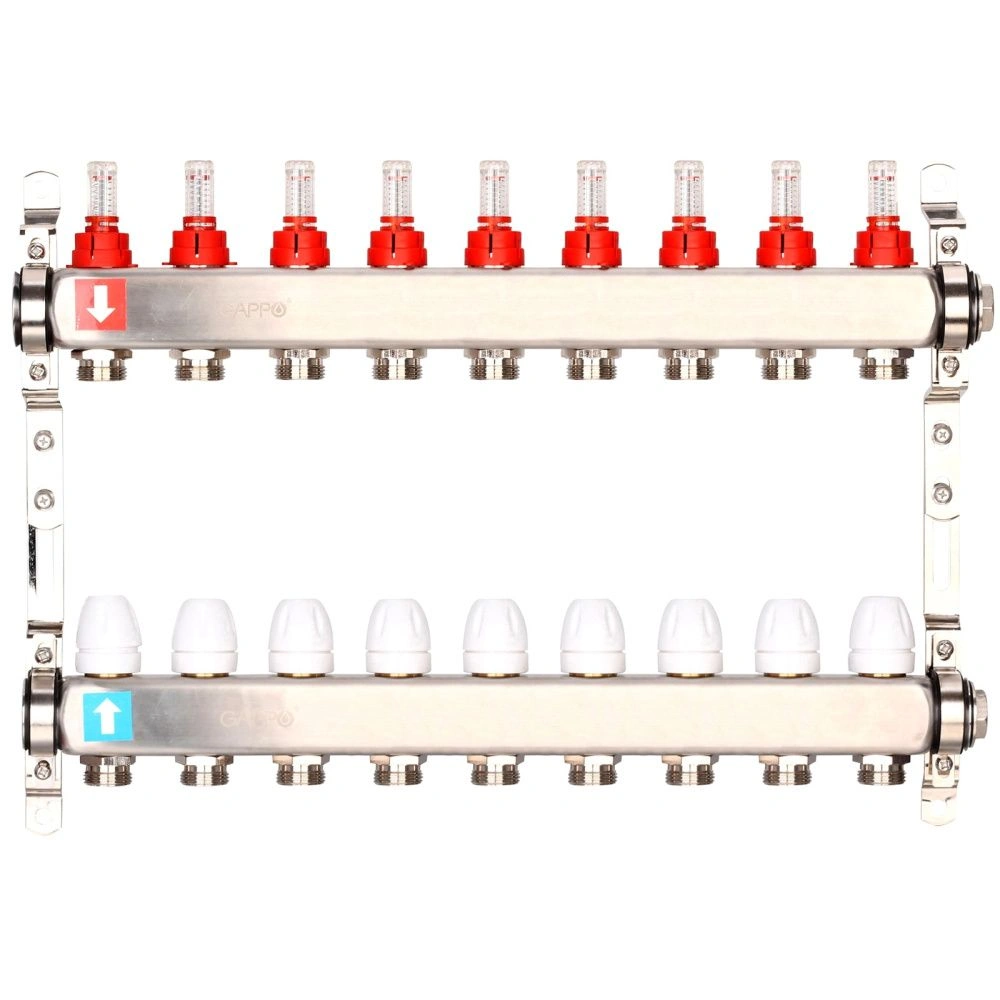 Коллектор из нержавеющей стали с расходомерами  (8 вых), Gappo
