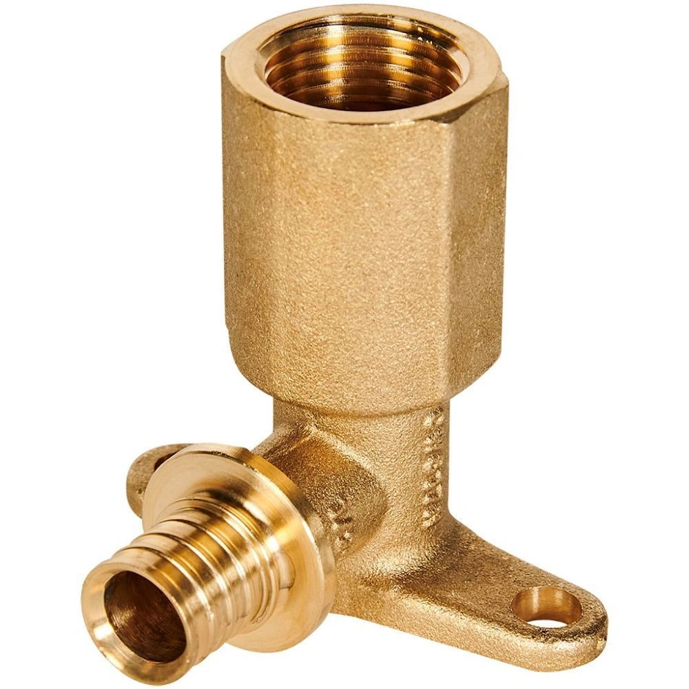 Угольник настенный с креплением 16-1/2 ВР латунь (длинный) Rommer