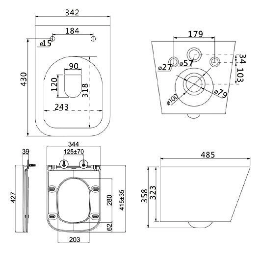 Унитаз подвесной безободковый FLOREX с крышкой (Торнадо 3.0) Lemark