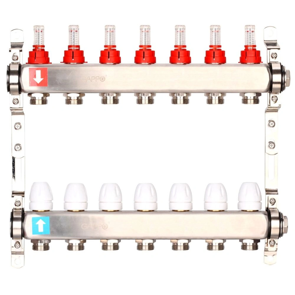Коллектор из нержавеющей стали с расходомерами  (7 вых), Gappo
