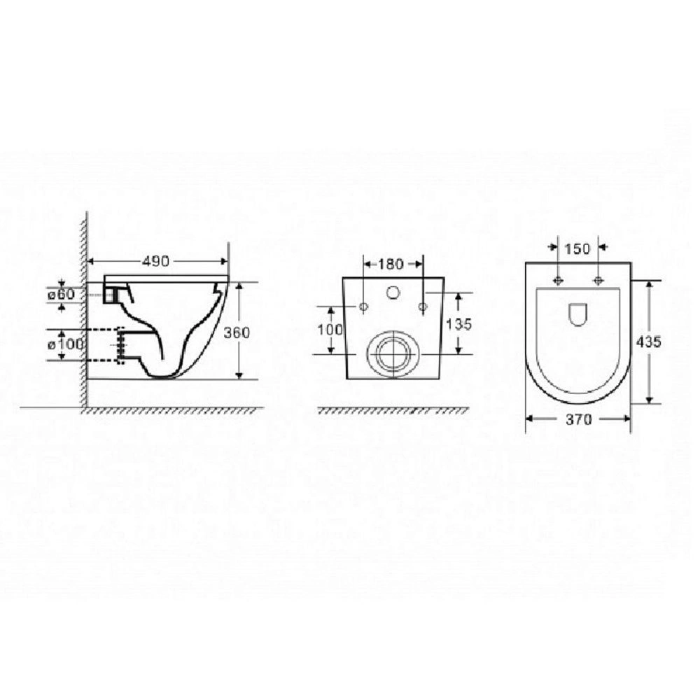 Унитаз подвесной безободковый в комплекте с сиденьем микролифт, черный мат Azario Grado