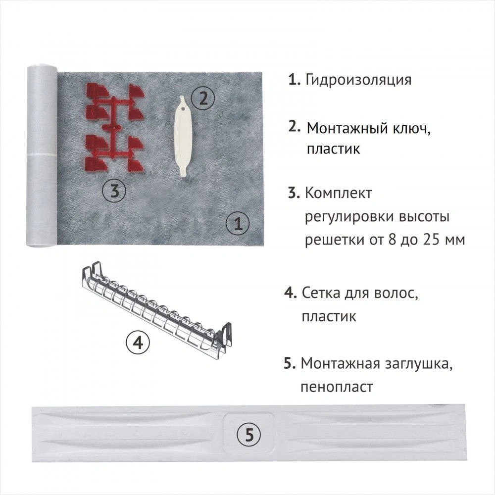 Дренажный канал BERGES SUPER Slim 1000 нерж. сталь решетка мат. хром S-сифон D50 H60 бок. выпуск