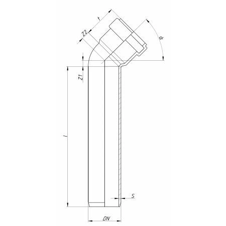 Отвод удлиненный SKLВ DN110х45°, Ger