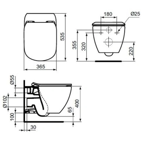 Унитаз подвесной TESI AquaBlade®, глубокий смыв, IDEAL STANDARD