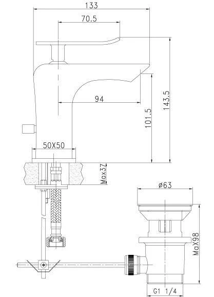 Смеситель для умывальника CONTEST монолитный, хром/белый, LEMARK