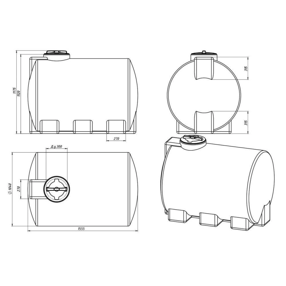 Емкость ЭВГ 1000 чёрная
