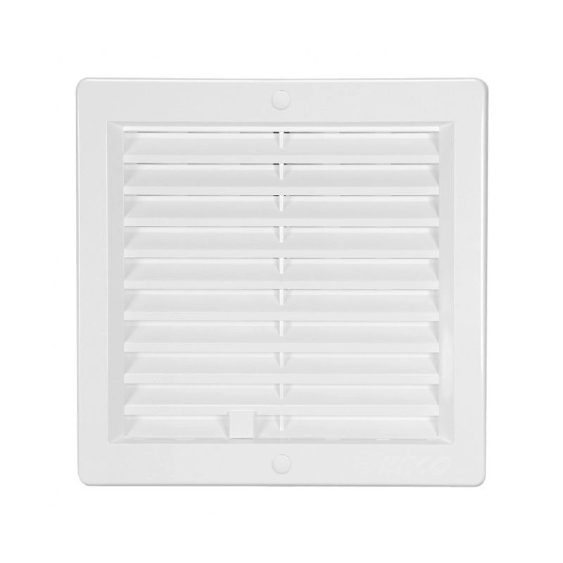 Решетка вент. VM 200х200 UB с монтажной рамой и жалюзи, белая, пласт.  HACO