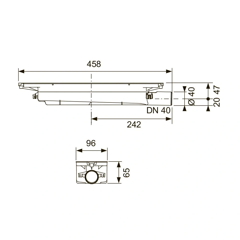 Сифон TECEdrainprofile "заниженный" DN 40 боковой слив