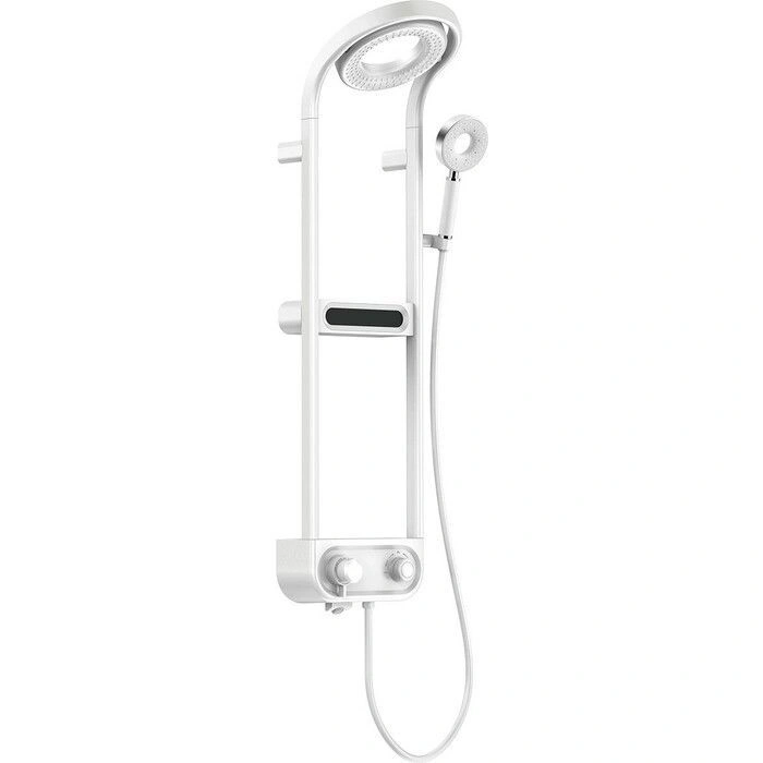 Система душевая с термостатом и изливом, тропический душ 210мм, белый, AQM