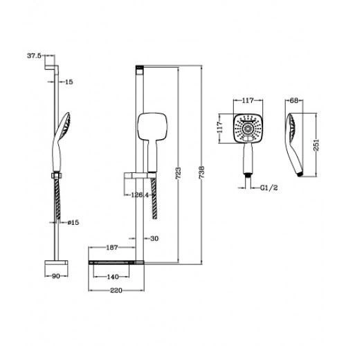 Комплект аксессуаров для душа, LEMARK (снято с производства)