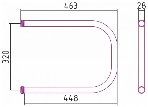 Полотенцесушитель П-образный 320х450, G 1" резьба-сгон Стилье