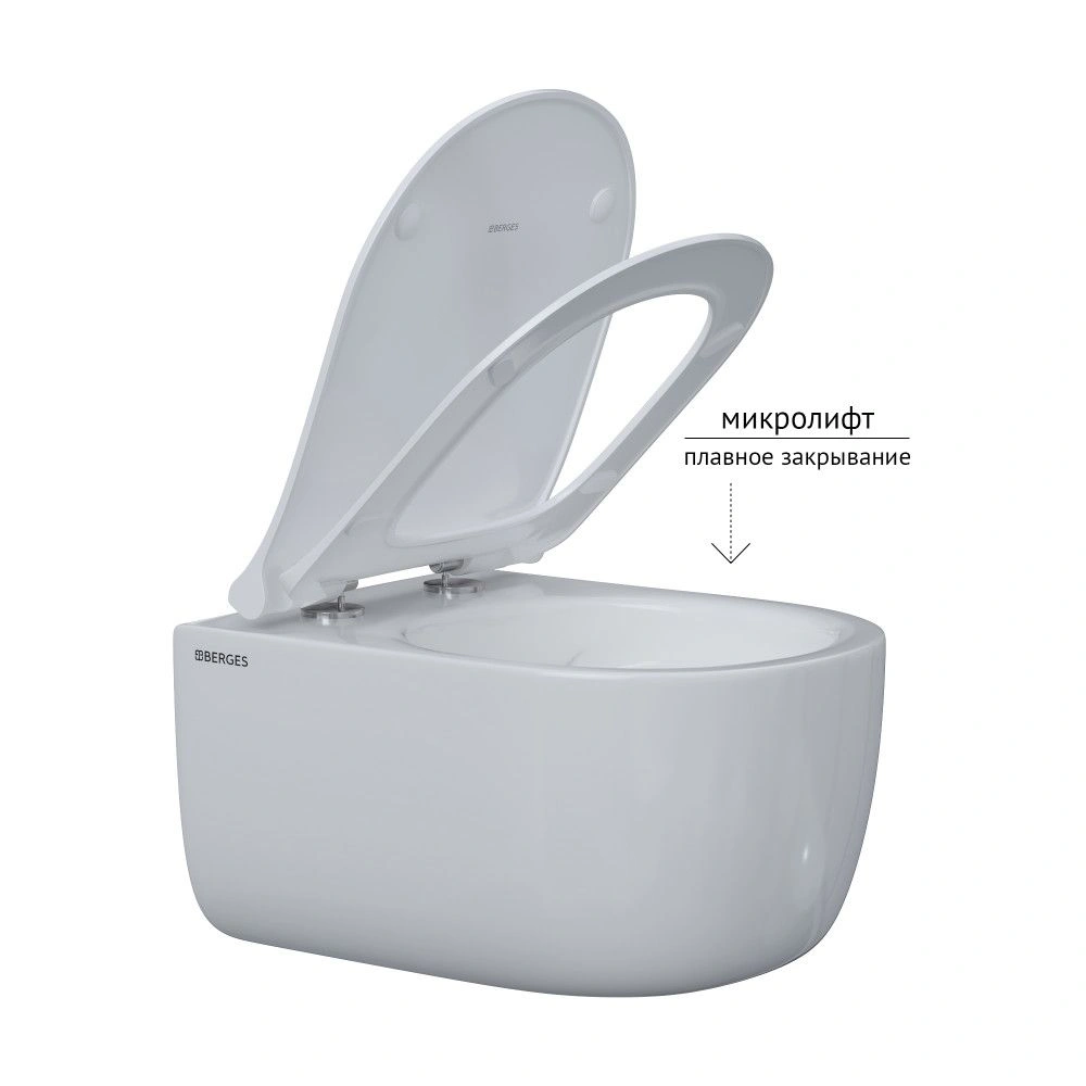 Комплект: инсталляция NOVUM525+ кнопка L3 (хром гл.)+ унитаз EGO Rimless с сиденьем Toma Slim BERGES