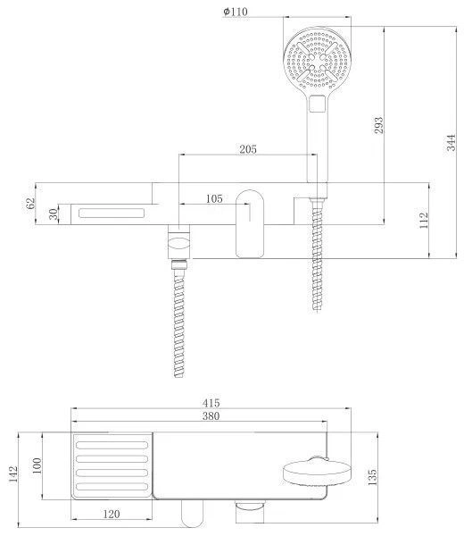 Смеситель для ванны UNIBOX (с лейкой и шлангом) белый/хром LEMARK