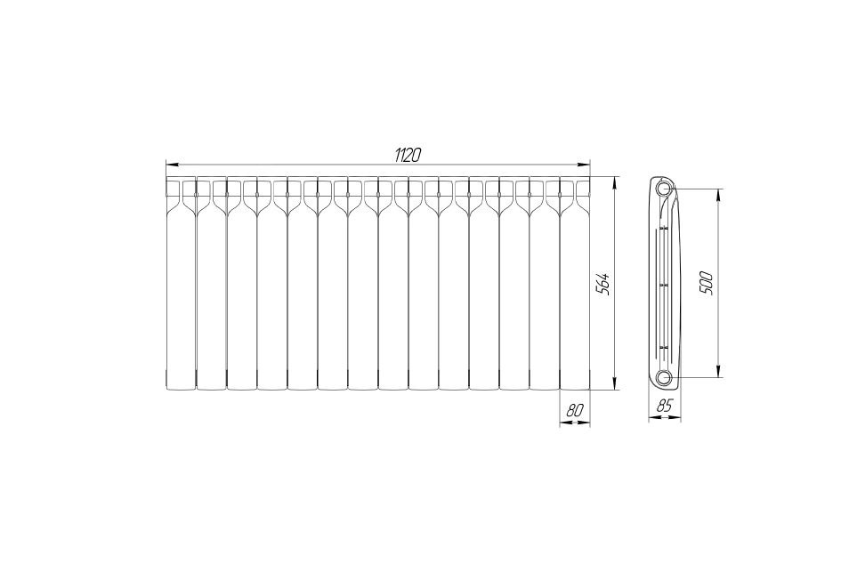 Радиатор биметаллический Bilux pluse-R 500 (175 Вт) 14 секций