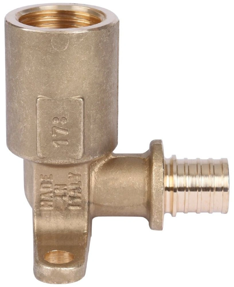 Угольник настенный с креплением 16-1/2 ВР латунь (длинный) STOUT