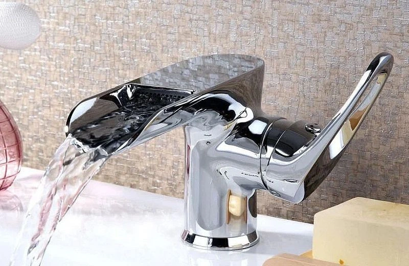 Смеситель для умывальника OMEGA, монолитный, с каскадным изливом, хром, LEMARK