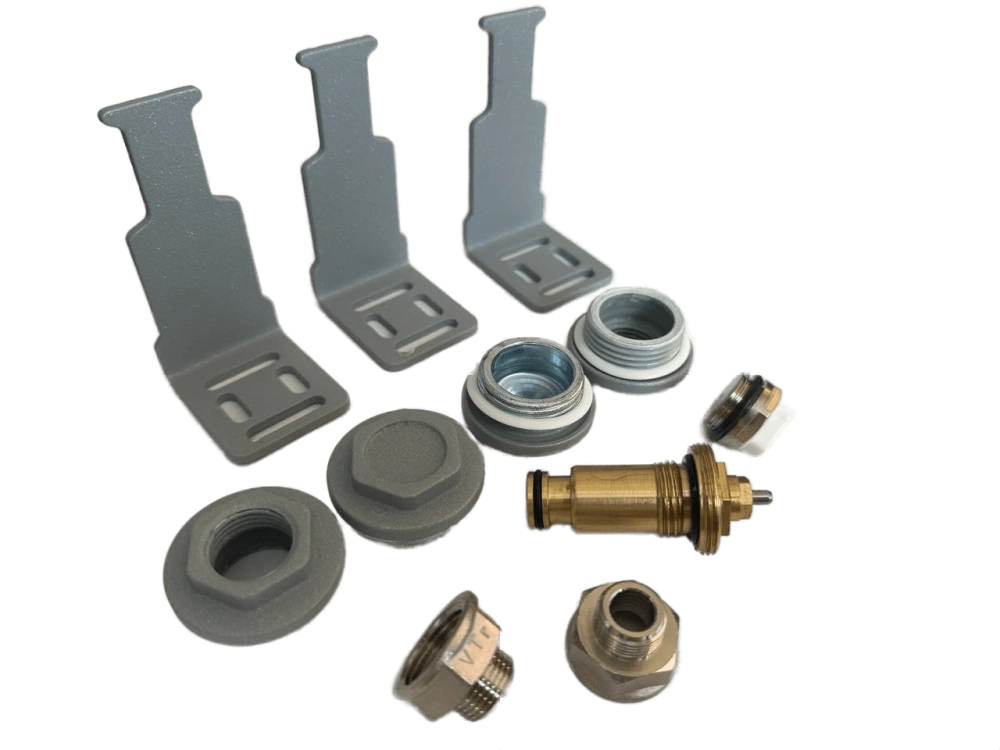 Комплект нижнего подключения Silver RAL 9006 темное серебро Муар