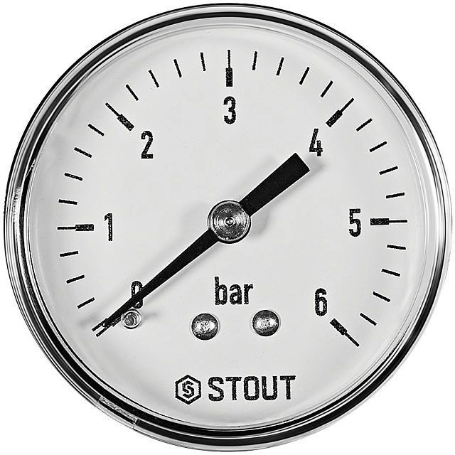 Манометр аксиальный. Корпус Dn 50 мм 1/4 , 0...6 бар, кл.2.5, STOUT 
