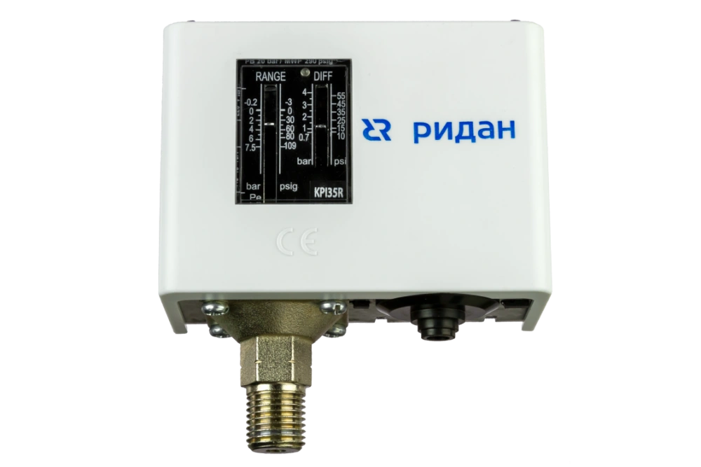 Реле давления KPI 35R ( -0,2...8 бар) диф.(0,4…1,5 бар) G1/2А, авт. сброс, Ридан