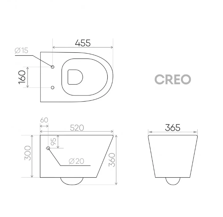 Унитаз подвесной безободковый с сиденьем микролифт CREO CERAMIQUE