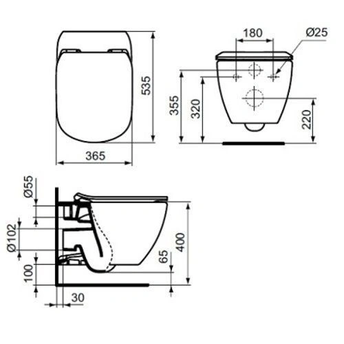 Унитаз подвесной TESI AquaBlade®, глубокий смыв, IDEAL STANDARD
