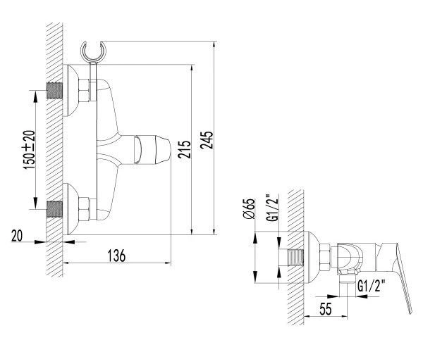 Смеситель для душа Partner (с лейкой и шлангом) хром LEMARK