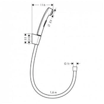 Гигиенический ручной душ с держателем, шланг 125см, хром, HANSGROHE