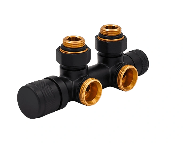 Узел нижнего подключения термостат."Lunar" угловой правый 1/2"х3/4"Е,Черный мат, Primoclima Armature