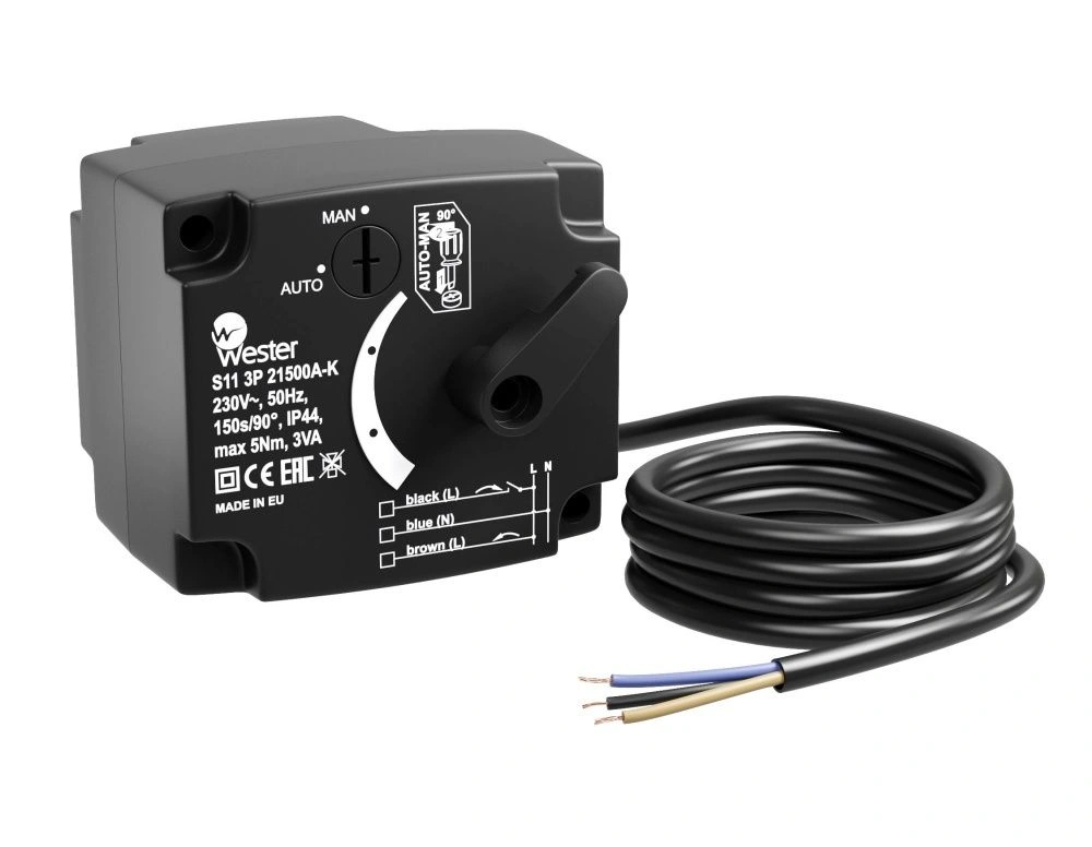 Привод Wester S11 3P 21500А-K 230 VAC 50 Hz 150s/90° 3-точ SPDT 5 Nm