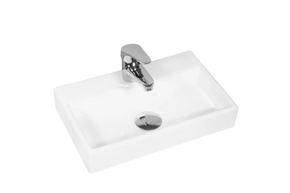 Раковина подвесная прямоугольная PERL (380*240*70), без перелива, белый глянец, MILLEAU 