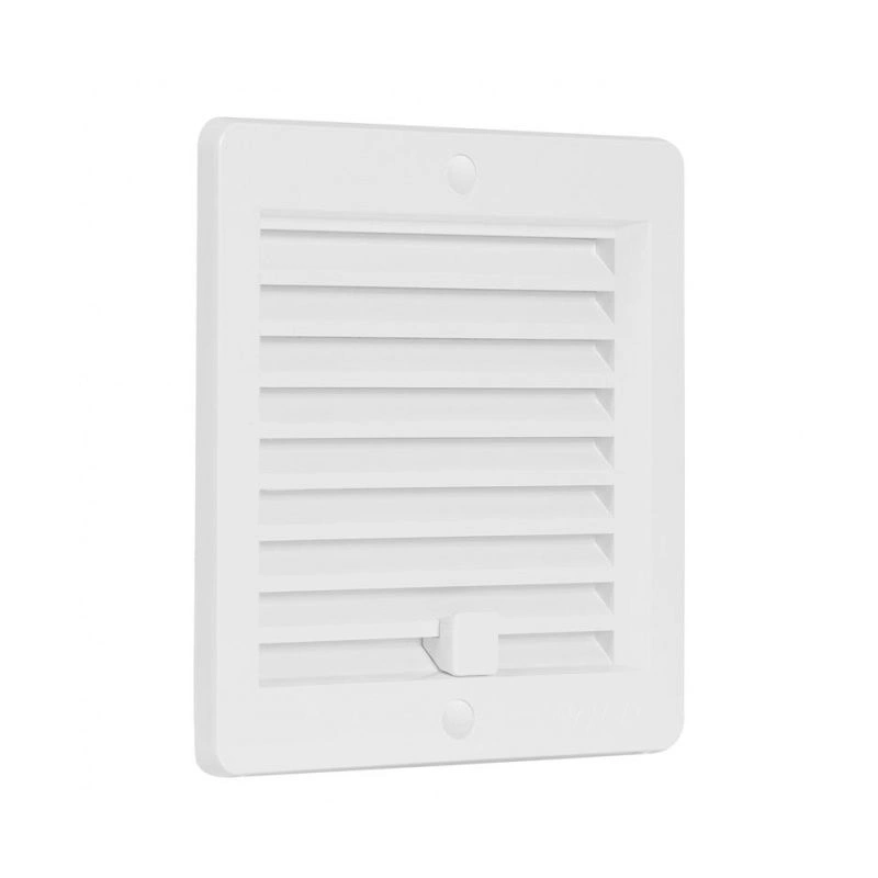 Решетка вент. VM 150х150 UB с монтажной рамой и жалюзи, белая, пласт.  HACO