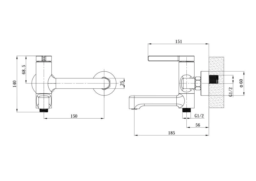Смеситель для ванны Sochi с поворотным изливом (без аксесуаров), хром, ESKO